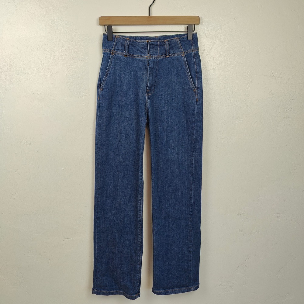 Anthropologie Pilcro Jeans Women 25 Blue High Rise‎ Straight Relaxed Trouser - Picture 2 of 14